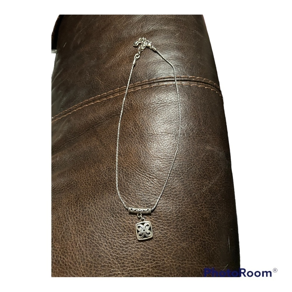 ✨Brighton✨Silver Square Pendant Flower Chain Necklace✨Pendant✨GREAT GIFT - Picture 3 of 13